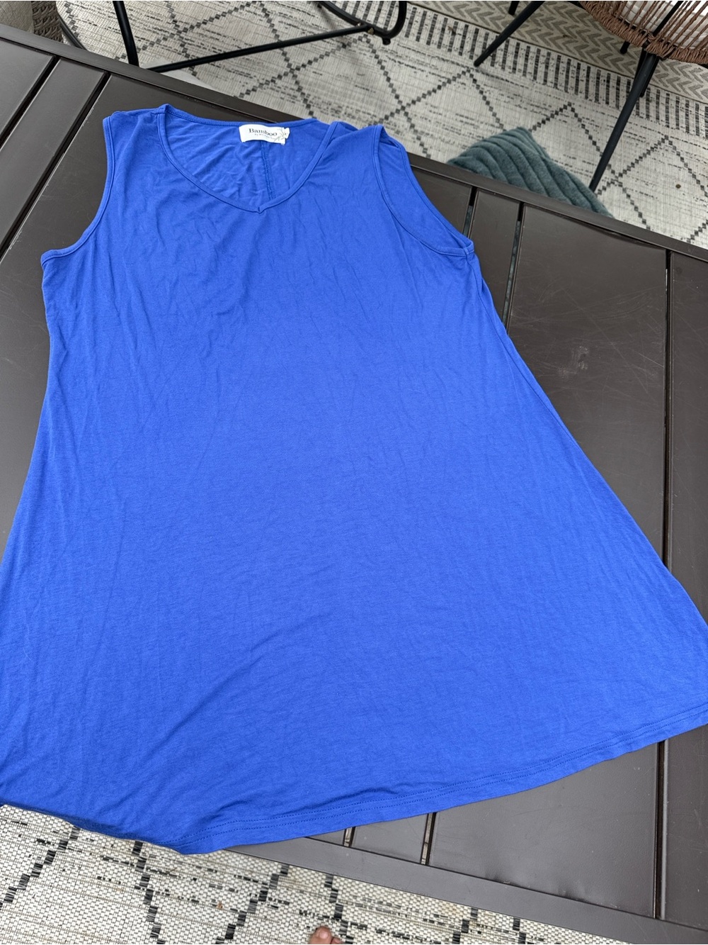 Bamboo by whispers Blue Sleeveless V-Neck Dress - Unbranded XL natural fibers